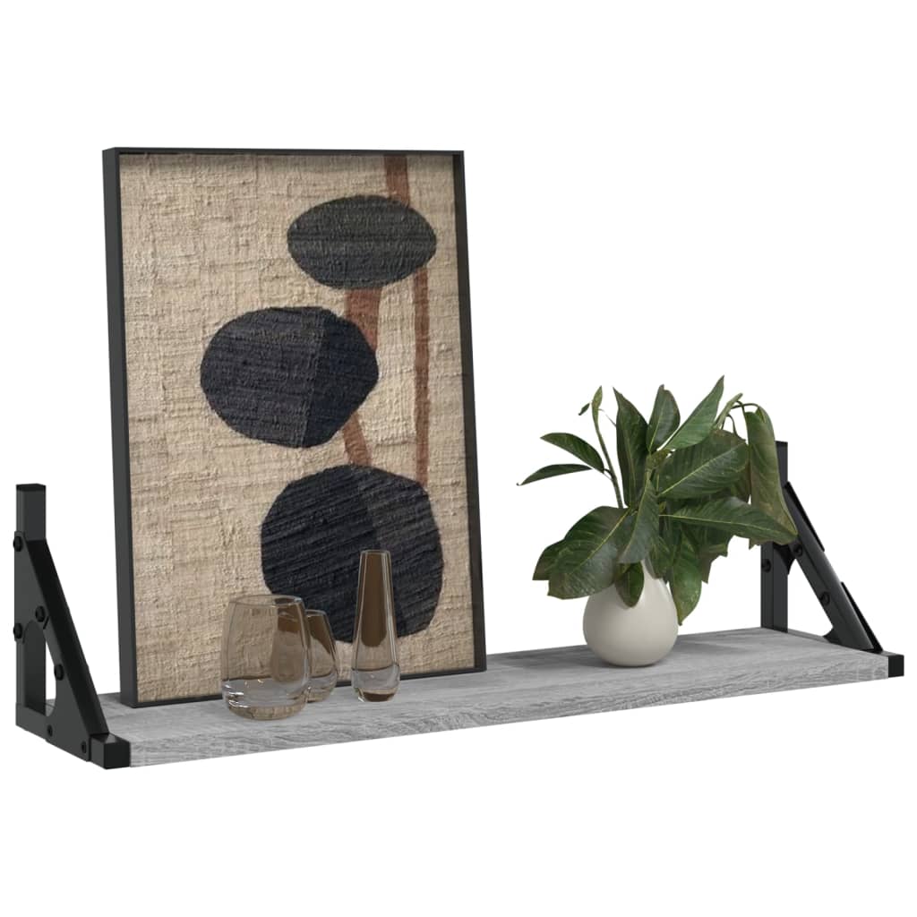 vidaXL Wall Shelves 2 pcs Grey Sonoma 60x15x15.5 cm