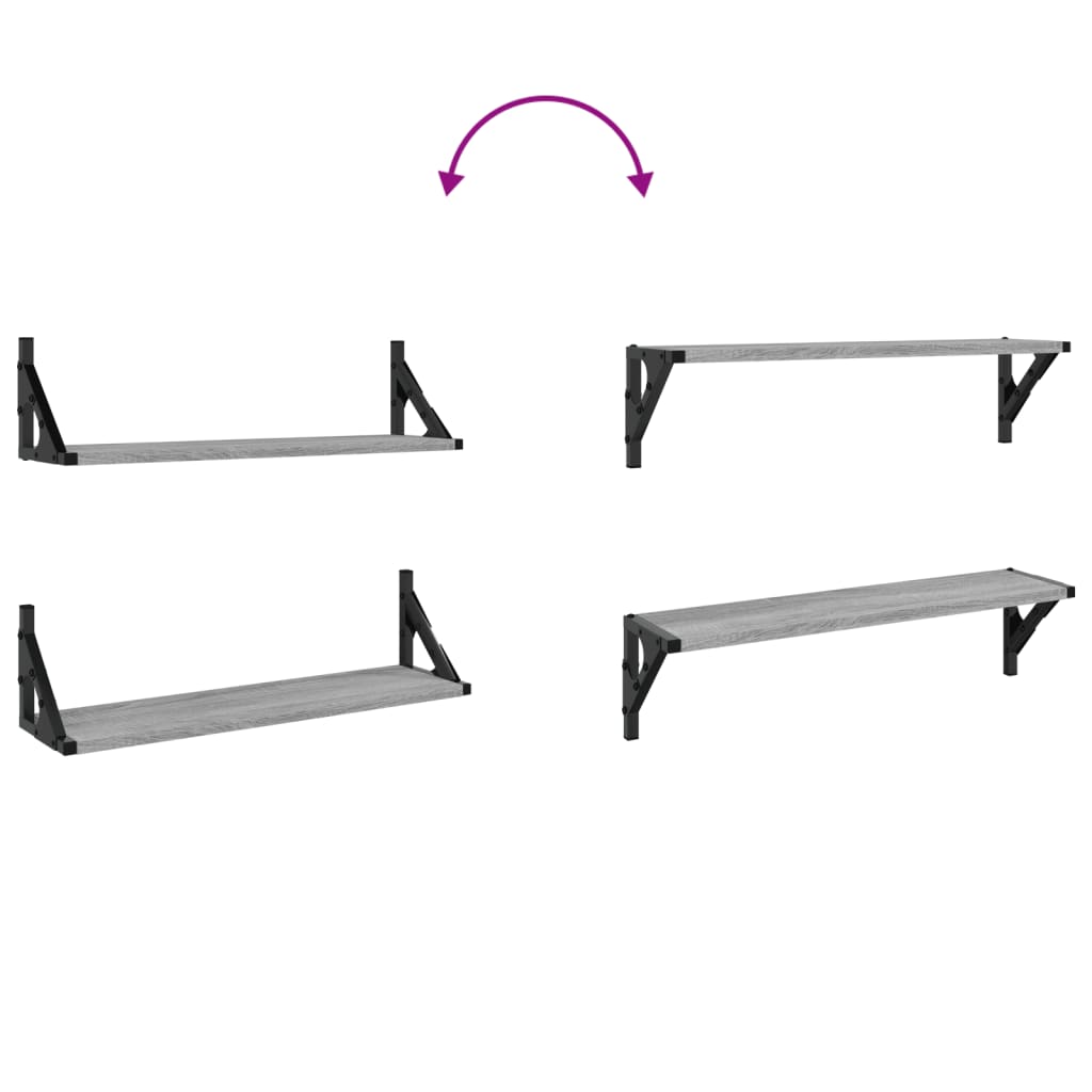vidaXL Wall Shelves 2 pcs Grey Sonoma 60x15x15.5 cm