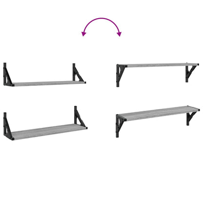vidaXL Wall Shelves 2 pcs Grey Sonoma 60x15x15.5 cm