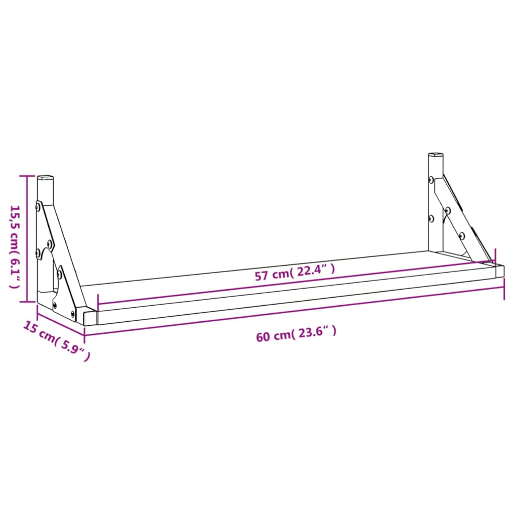 vidaXL Wall Shelves 2 pcs Grey Sonoma 60x15x15.5 cm