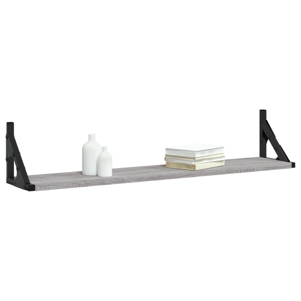 vidaXL Wall Shelves 2 pcs Grey Sonoma 80x15x15.5 cm Engineered wood