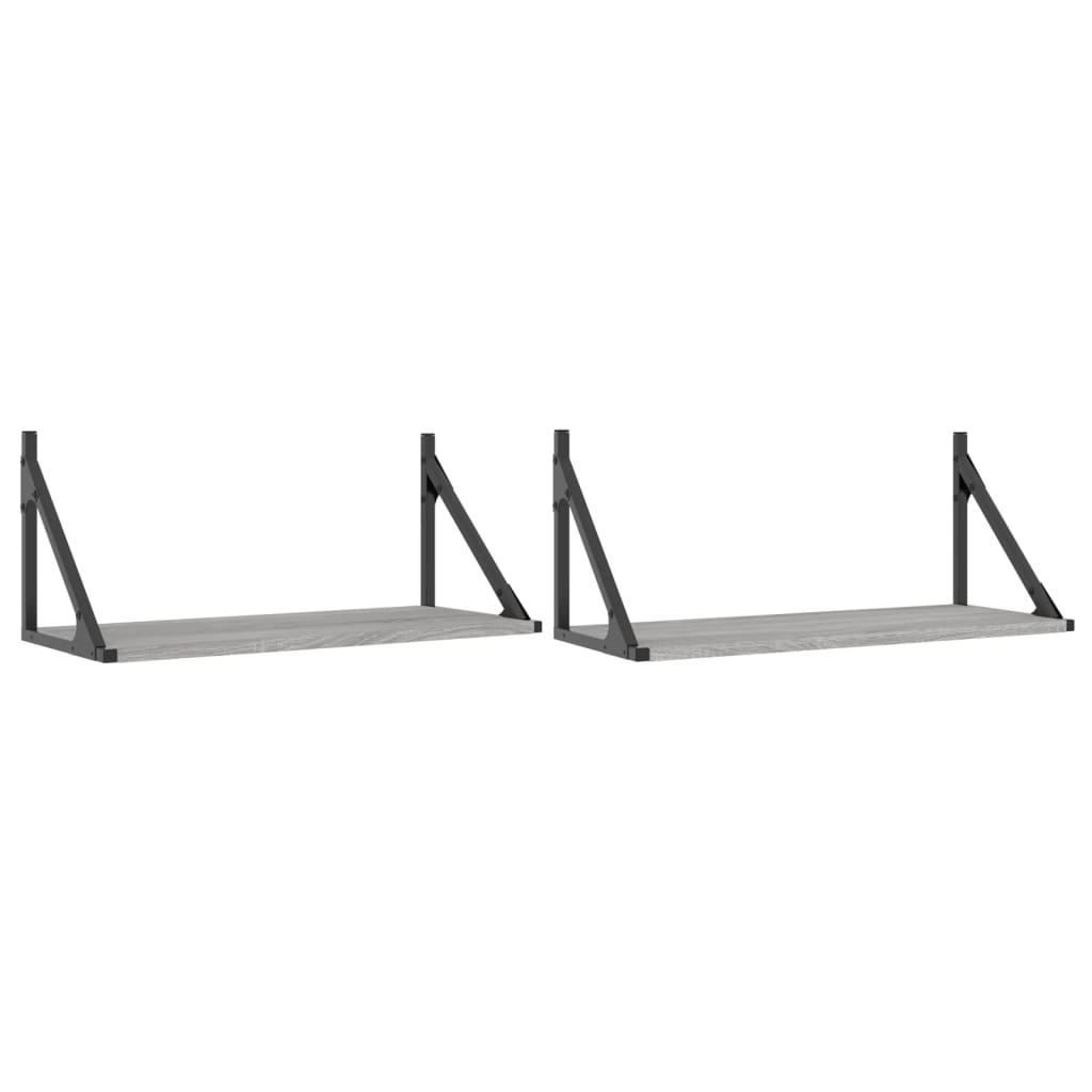 vidaXL Wall Shelves 2 pcs Grey Sonoma 60x25x25.5 cm Engineered wood
