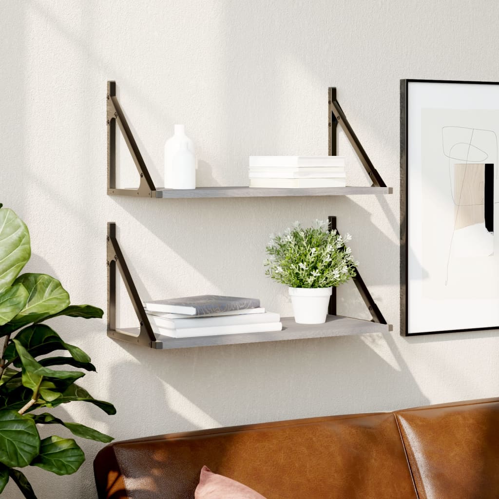 vidaXL Wall Shelves 2 pcs Grey Sonoma 60x25x25.5 cm Engineered wood