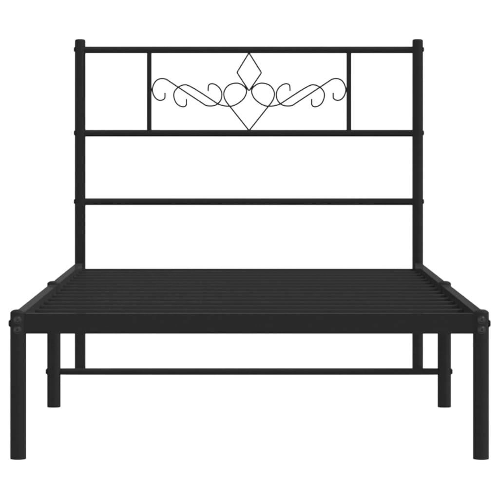 vidaXL Metal Bed Frame without Mattress with Headboard Black 90x190cm
