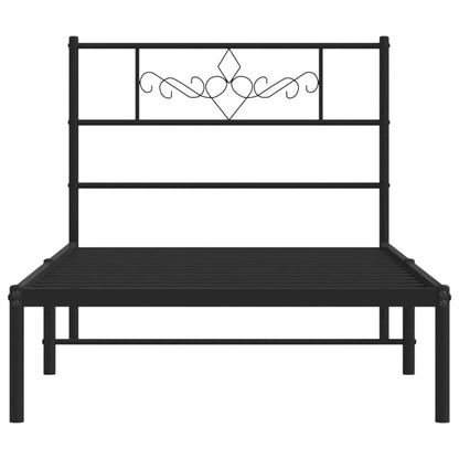 vidaXL Metal Bed Frame without Mattress with Headboard Black 90x190cm