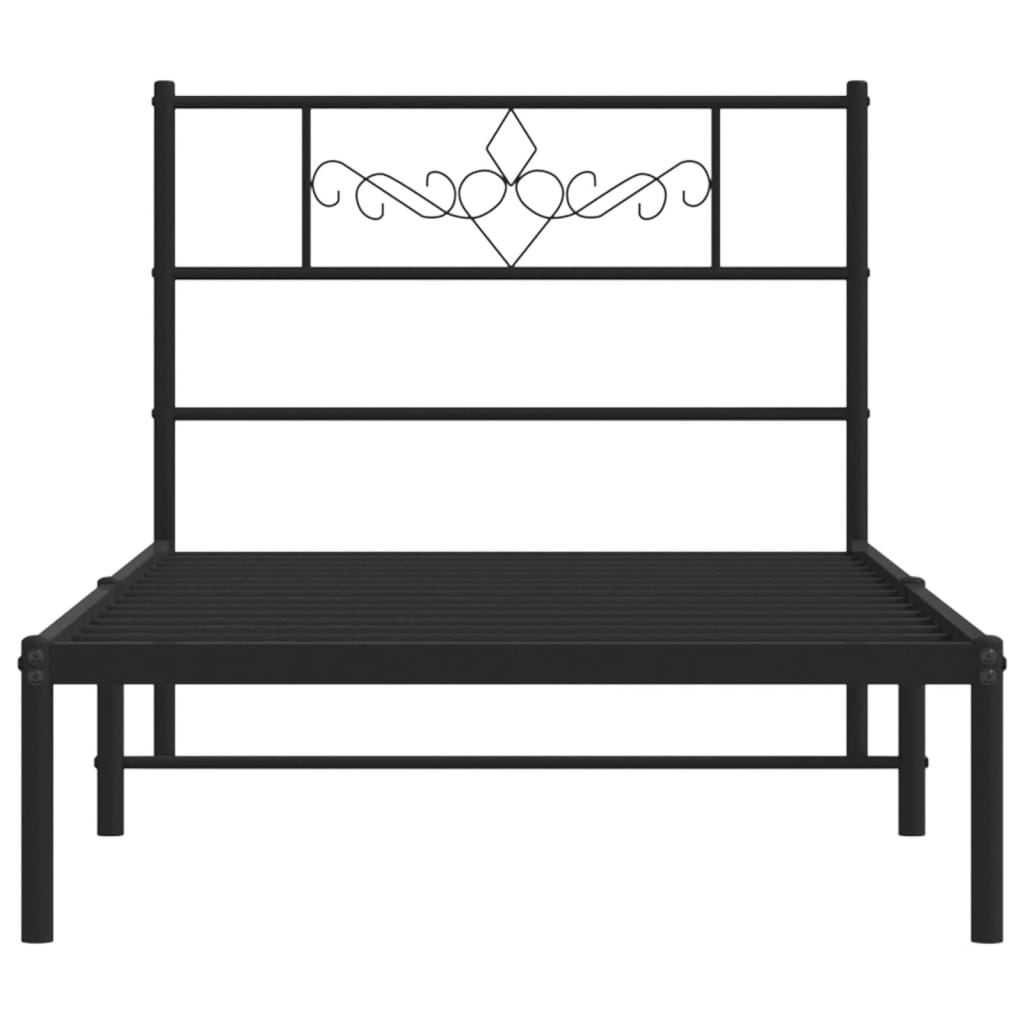 vidaXL Metal Bed Frame without Mattress with Headboard Black 90x200cm