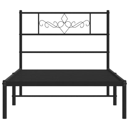 vidaXL Metal Bed Frame without Mattress with Headboard Black 90x200cm