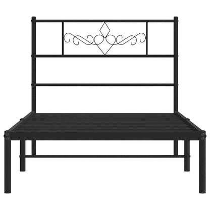 vidaXL Metal Bed Frame without Mattress with Headboard Black 100x190cm
