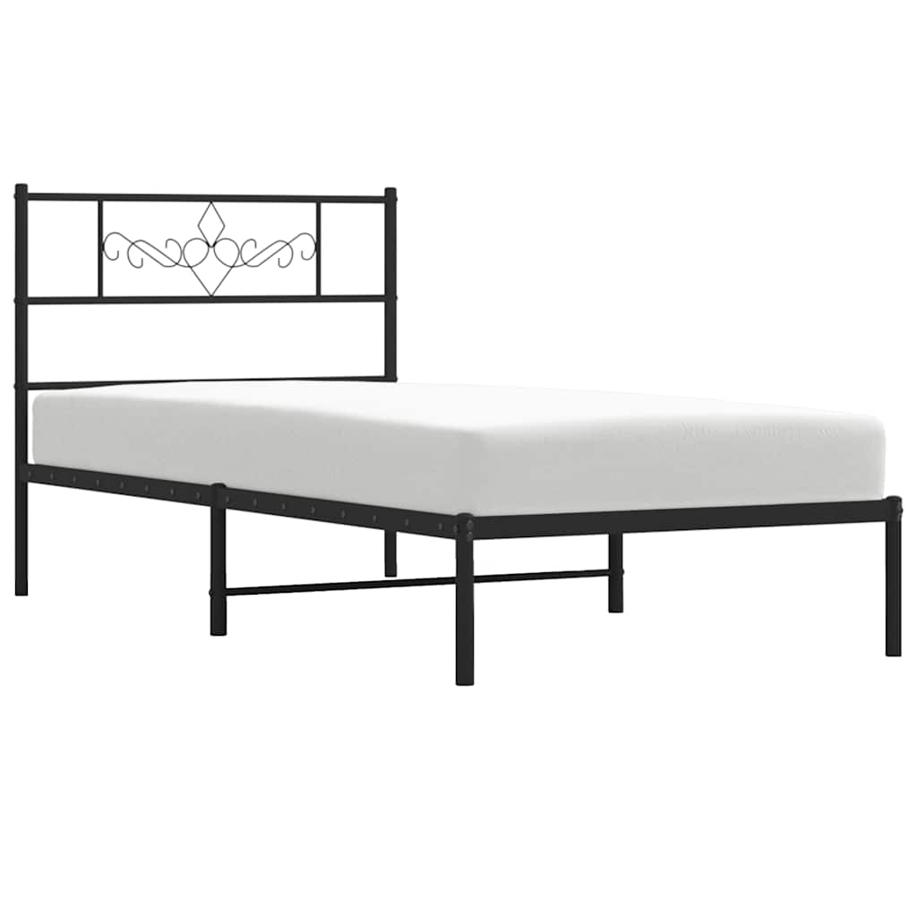 vidaXL Bed Frame | Black | Powder-Coated Steel | Single | Bed Frame