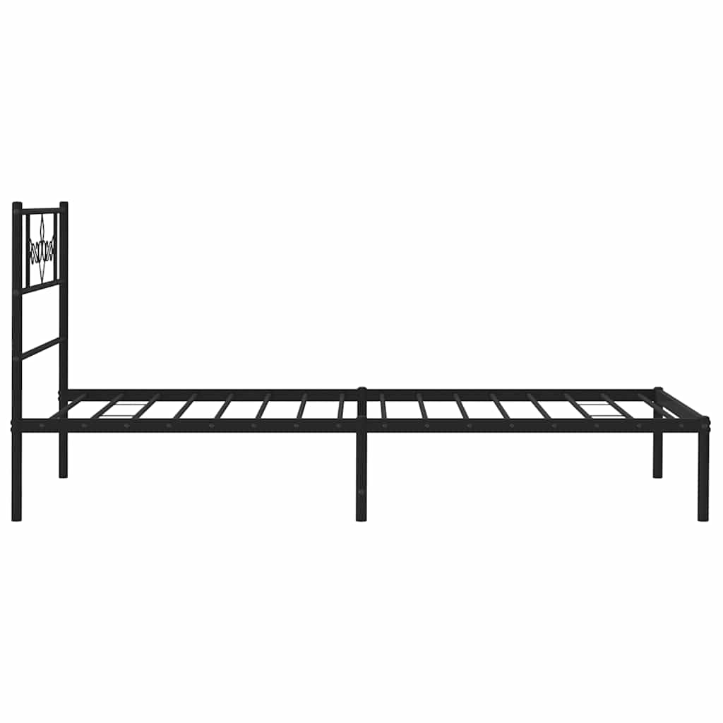 vidaXL Bed Frame | Black | Powder-Coated Steel | Single | Bed Frame