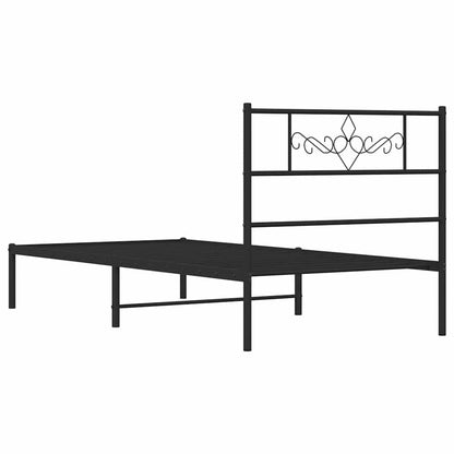 vidaXL Bed Frame | Black | Powder-Coated Steel | Single | Bed Frame