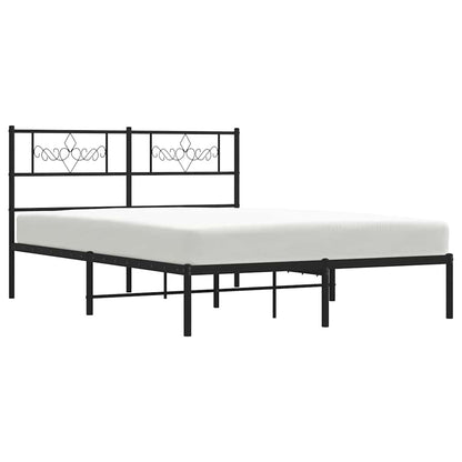 vidaXL Metal Bed Frame without Mattress with Headboard Black 135x190cm