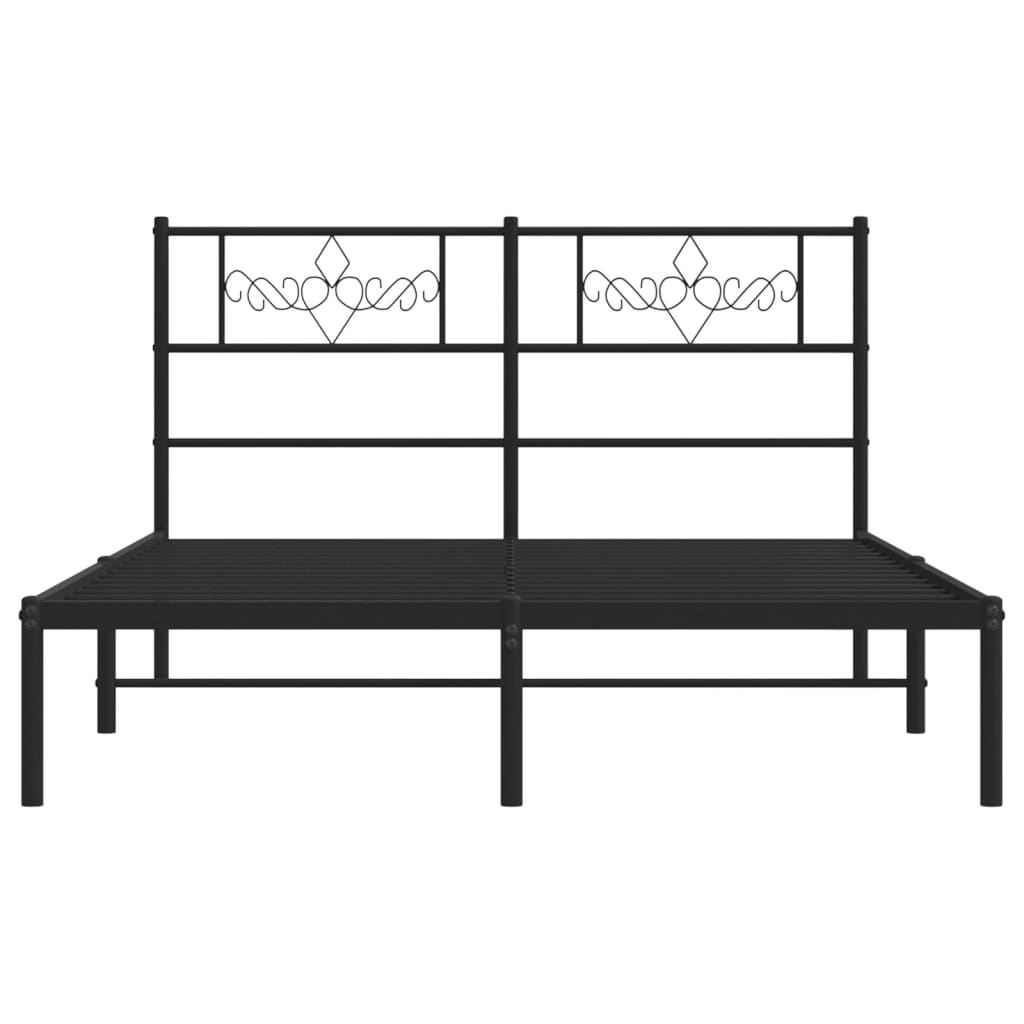 vidaXL Metal Bed Frame without Mattress with Headboard Black 160x200cm