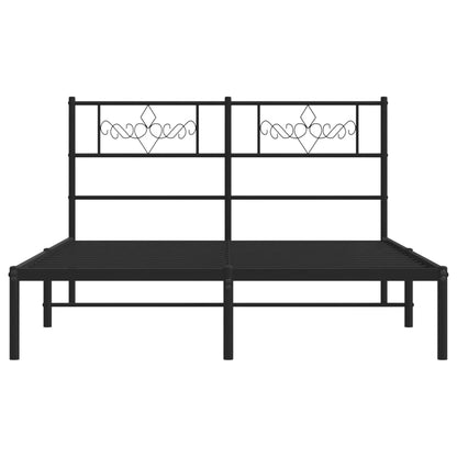 vidaXL Metal Bed Frame without Mattress with Headboard Black 160x200cm