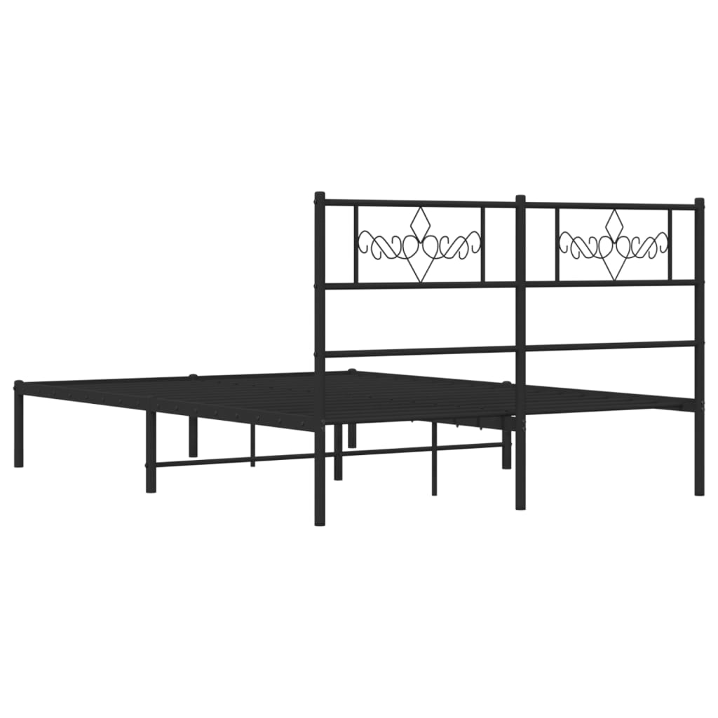 vidaXL Metal Bed Frame without Mattress with Headboard Black 160x200cm