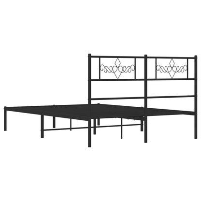 vidaXL Metal Bed Frame without Mattress with Headboard Black 160x200cm