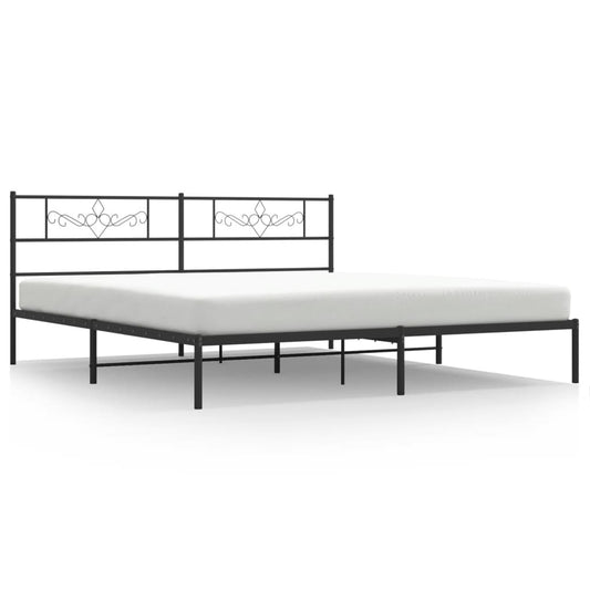 vidaXL Metal Bed Frame without Mattress with Headboard Black 180x200cm