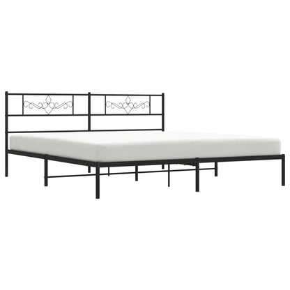 vidaXL Metal Bed Frame without Mattress with Headboard Black 180x200cm