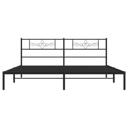 vidaXL Metal Bed Frame without Mattress with Headboard Black 180x200cm