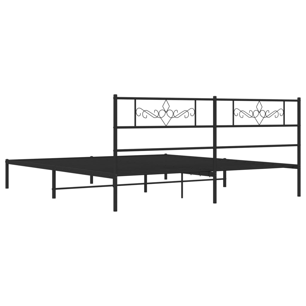 vidaXL Metal Bed Frame without Mattress with Headboard Black 180x200cm