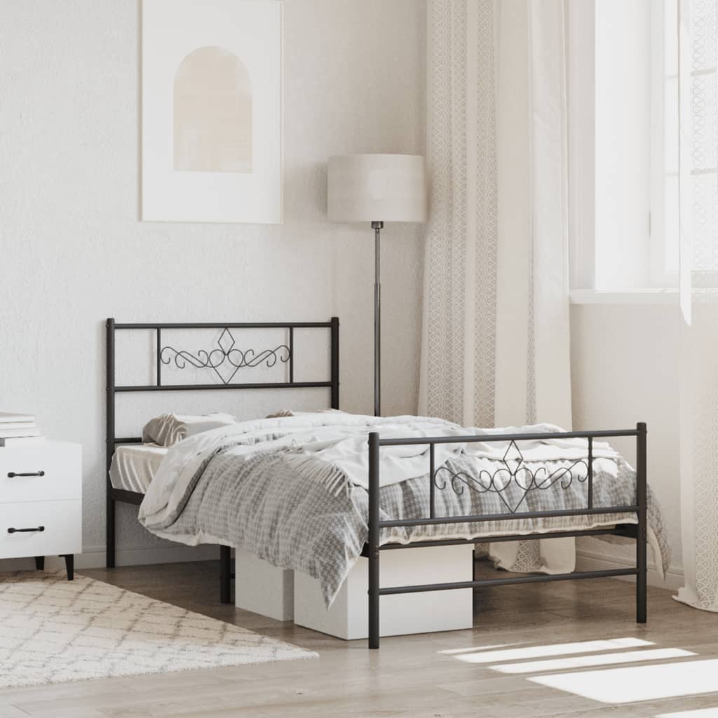 vidaXL Bed Frame | Black | Steel | 80x200 cm | Bed Frame | Rectangular | Modern
