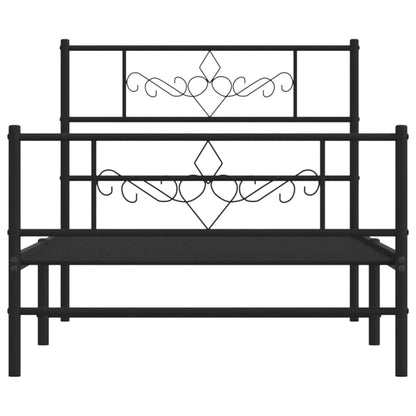 vidaXL Metal Bed Frame without Mattress with Footboard Black 90x190cm