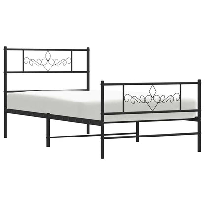 vidaXL Metal Bed Frame without Mattress with Footboard Black 100x190cm