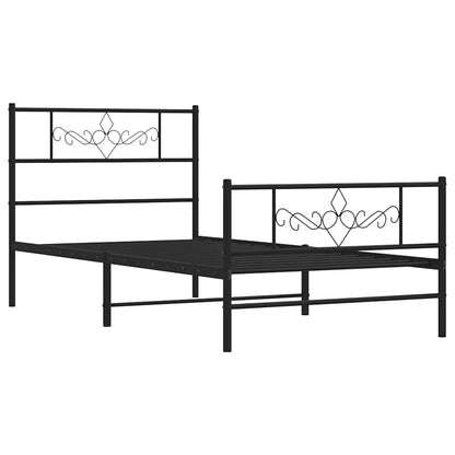 vidaXL Metal Bed Frame without Mattress with Footboard Black 100x200cm