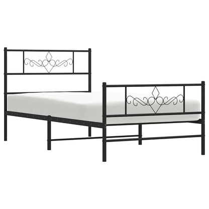vidaXL Metal Bed Frame without Mattress with Footboard Black 100x200cm