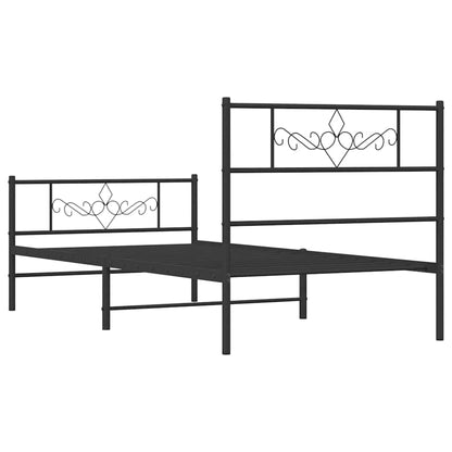 vidaXL Metal Bed Frame without Mattress with Footboard Black 100x200cm