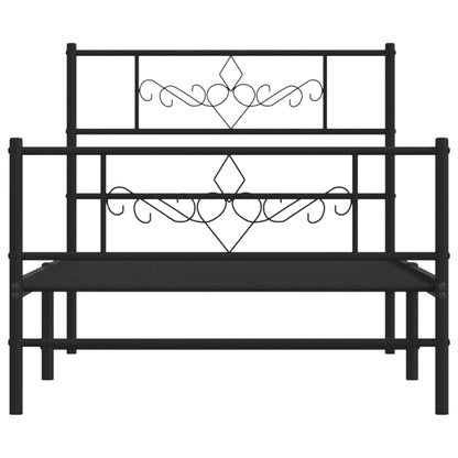 vidaXL Metal Bed Frame without Mattress with Footboard Black 107x203cm