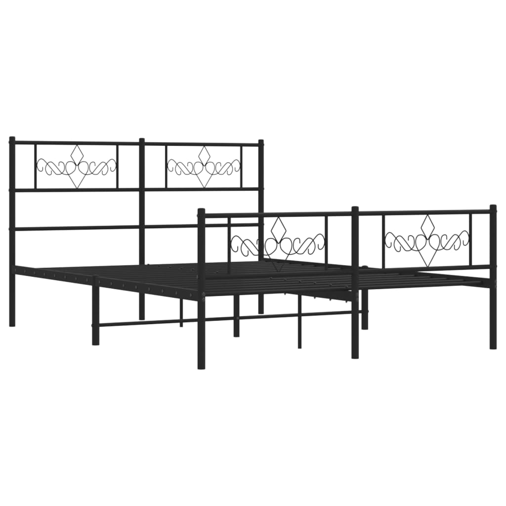 vidaXL Metal Bed Frame without Mattress with Footboard Black 120x190cm