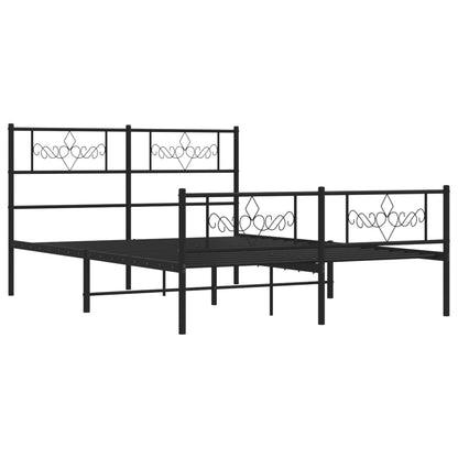 vidaXL Metal Bed Frame without Mattress with Footboard Black 120x190cm