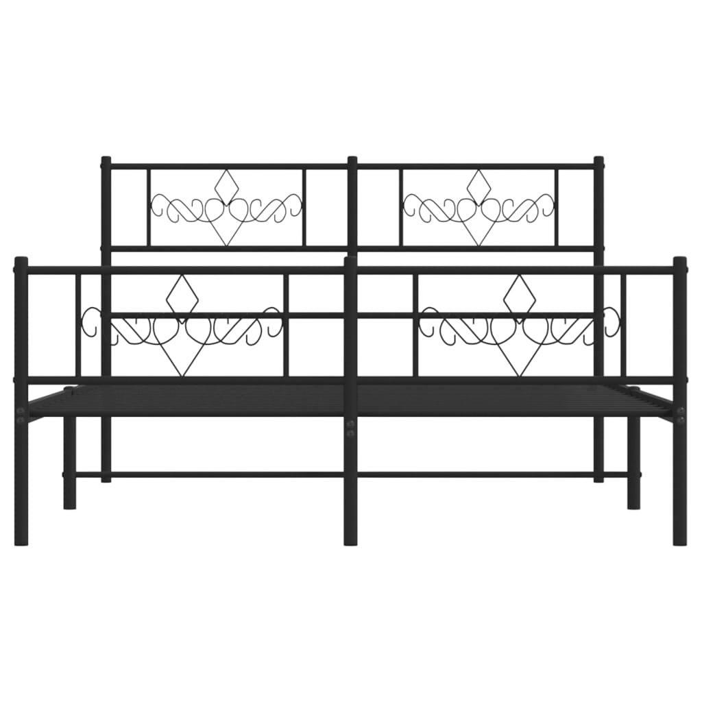 vidaXL Metal Bed Frame without Mattress with Footboard Black 120x190cm