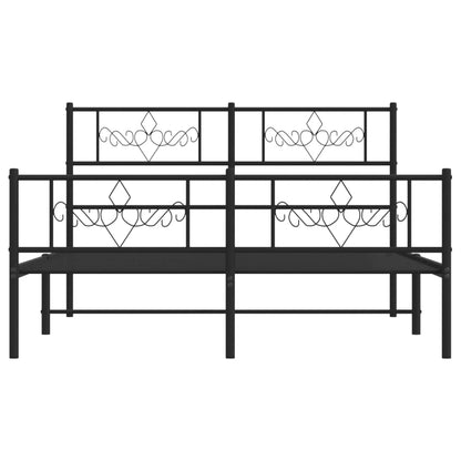 vidaXL Metal Bed Frame without Mattress with Footboard Black 120x190cm