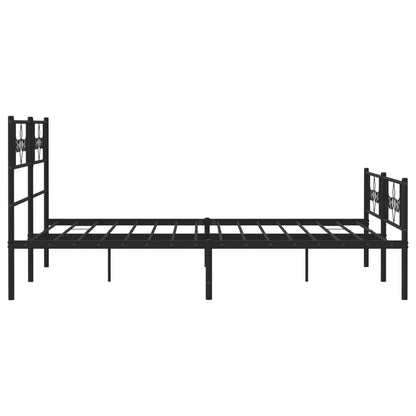 vidaXL Metal Bed Frame without Mattress with Footboard Black 120x190cm