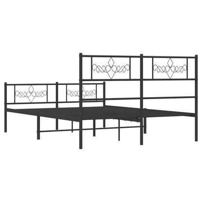 vidaXL Metal Bed Frame without Mattress with Footboard Black 120x190cm