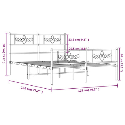 vidaXL Metal Bed Frame without Mattress with Footboard Black 120x190cm