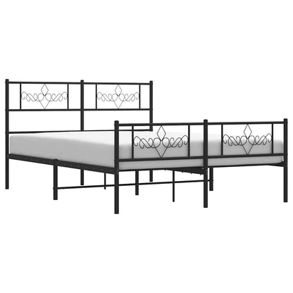 vidaXL Metal Bed Frame without Mattress with Footboard Black 135x190cm