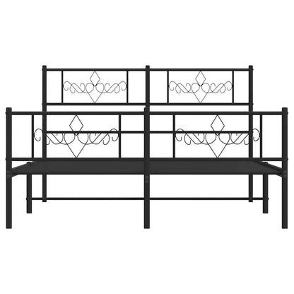vidaXL Metal Bed Frame without Mattress with Footboard Black 135x190cm