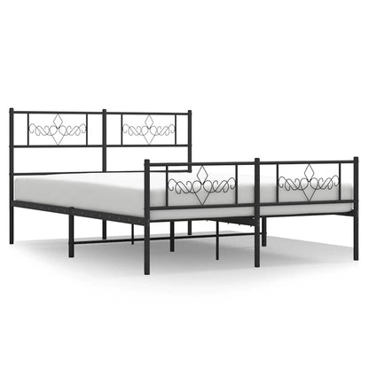 vidaXL Metal Bed Frame without Mattress with Footboard Black 150x200cm
