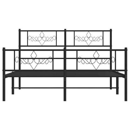 vidaXL Metal Bed Frame without Mattress with Footboard Black 150x200cm