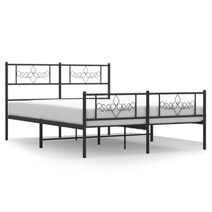 vidaXL Metal Bed Frame without Mattress with Footboard Black 160x200cm