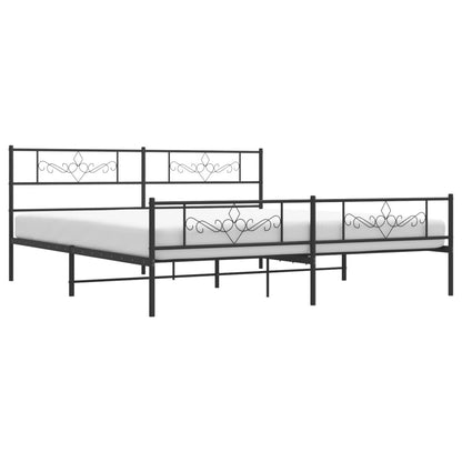vidaXL Metal Bed Frame without Mattress with Footboard Black 180x200cm