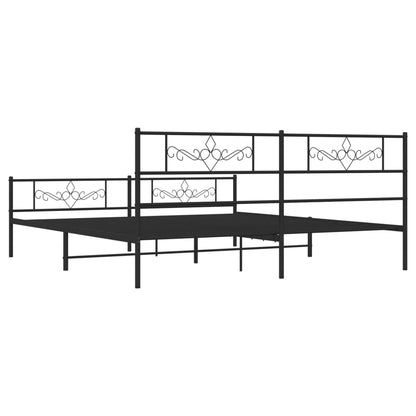 vidaXL Metal Bed Frame without Mattress with Footboard Black 180x200cm