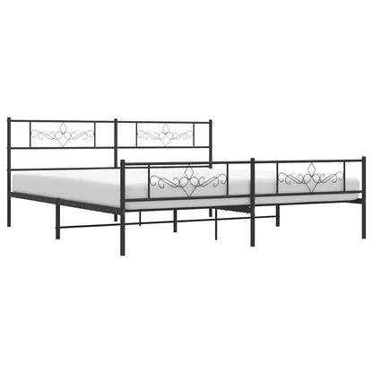 vidaXL Metal Bed Frame without Mattress with Footboard Black 183x213cm