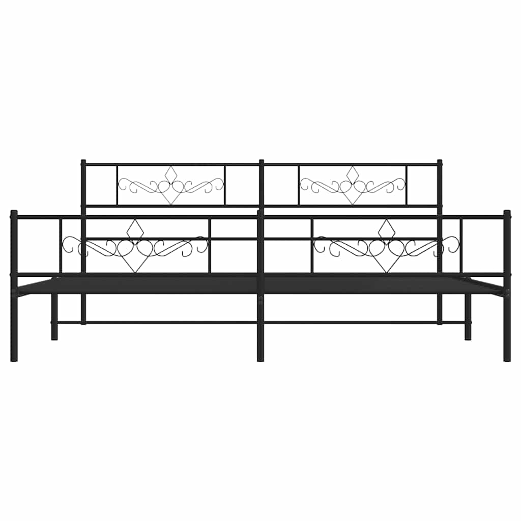 vidaXL Metal Bed Frame without Mattress with Footboard Black 183x213cm