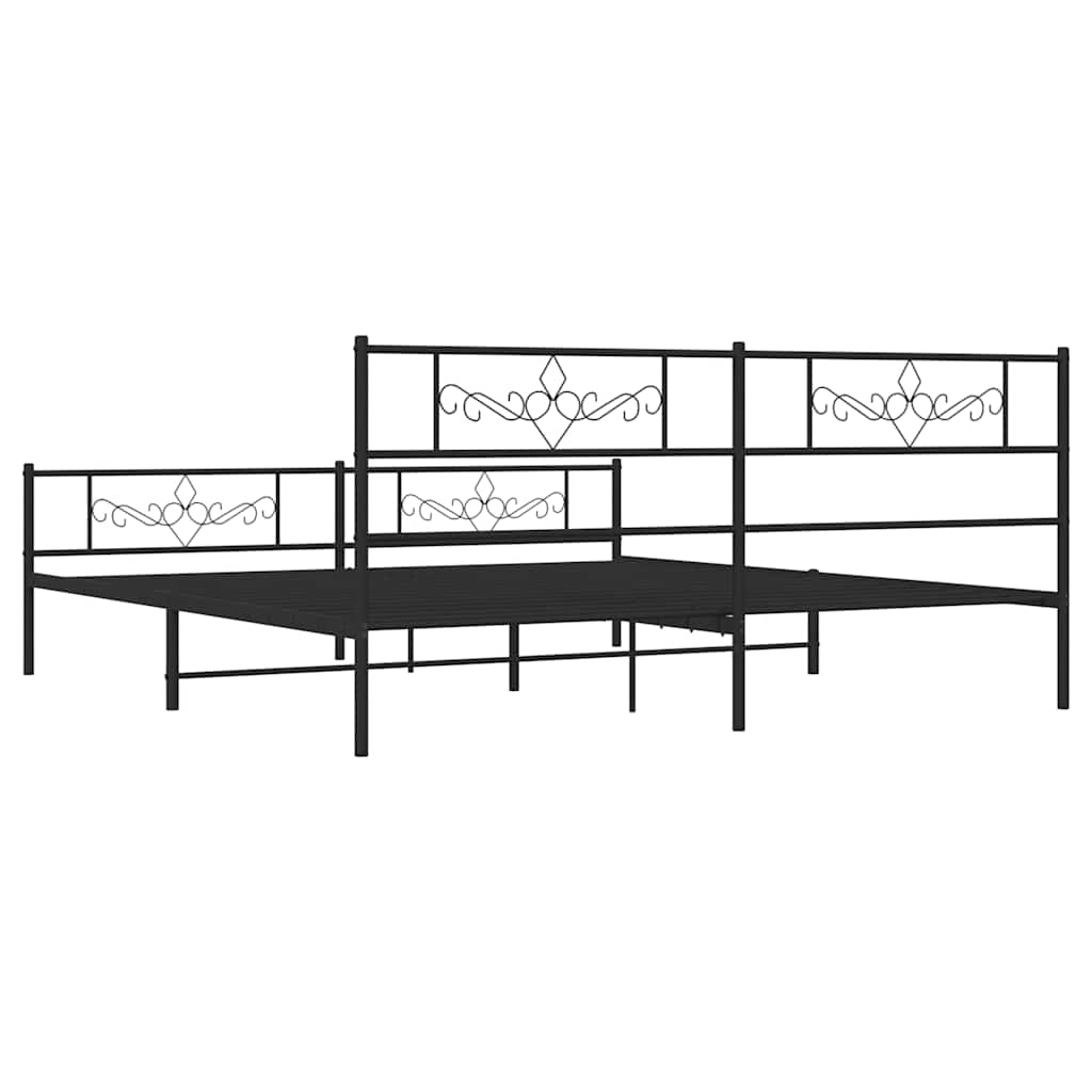 vidaXL Metal Bed Frame without Mattress with Footboard Black 183x213cm