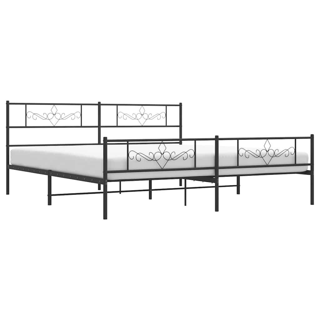 vidaXL Metal Bed Frame without Mattress with Footboard Black 193x203cm