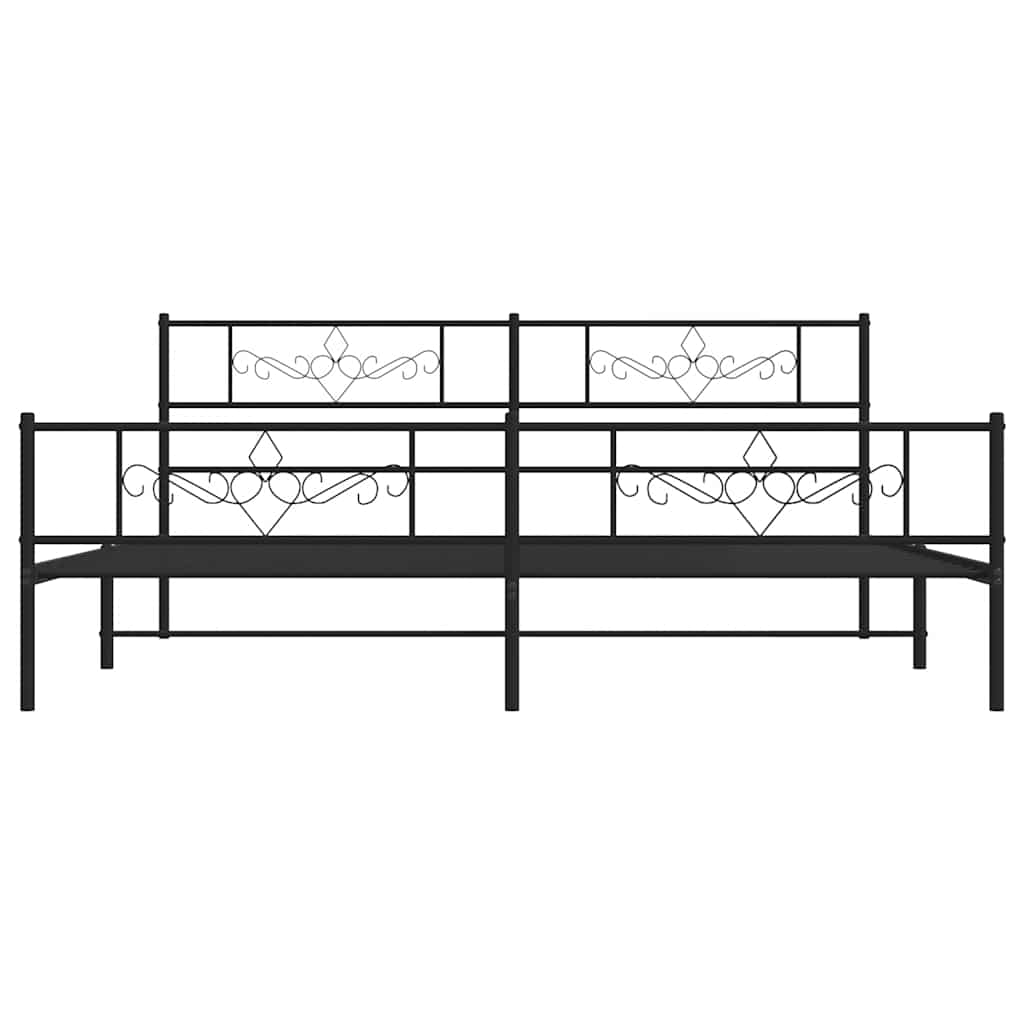 vidaXL Metal Bed Frame without Mattress with Footboard Black 193x203cm